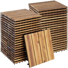 Outdoor Tiles Tabula - easy click installation, acacia wood, weather-safe | Brown | brown | 31 x 31 x 2,20 cm | 40