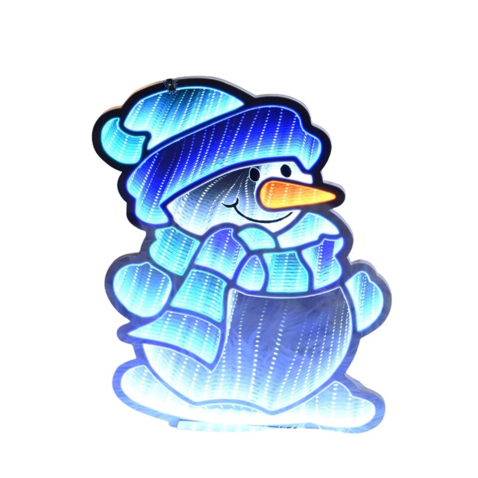 image 1 of 40cm Light up Snowman Infinity Christmas Decoration with Blue and White LEDs