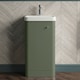 image 8 of Balterley Curve Modern Bathroom Floor Standing 1 Door Vanity Unit Basin | Green | Satin Green