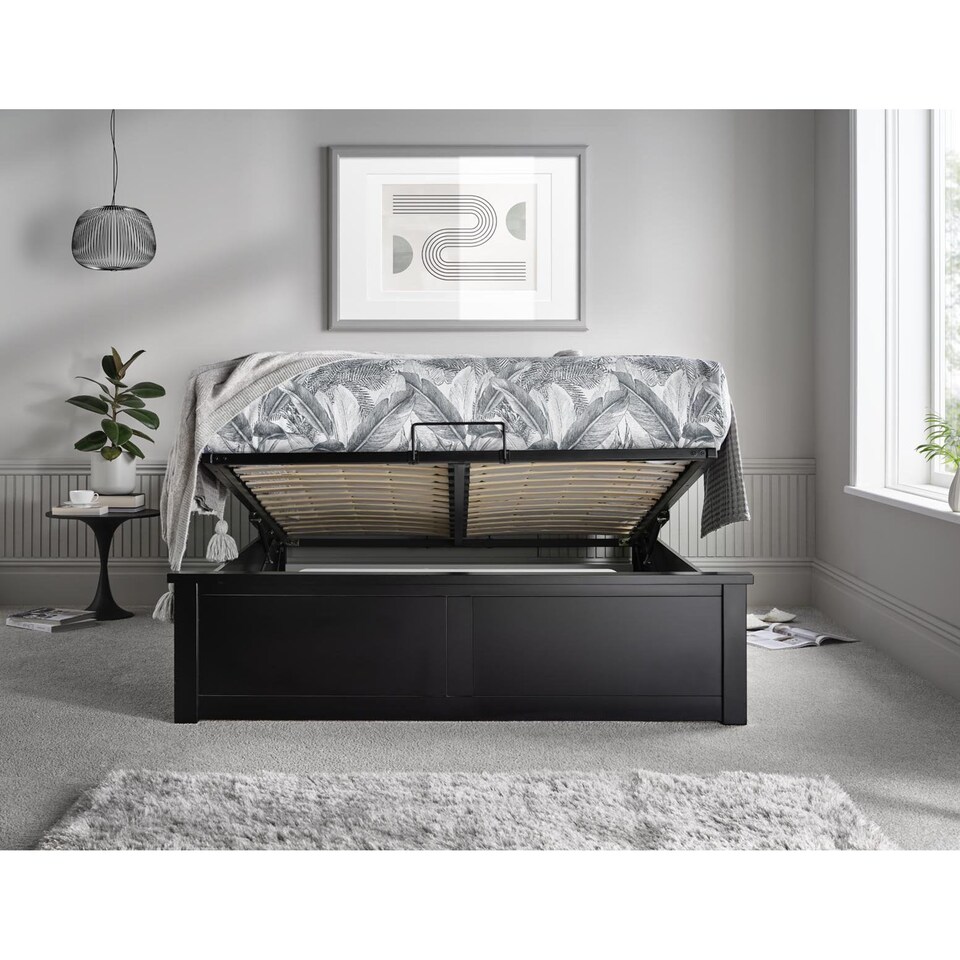 image 1 of Painted Wood King Size Ottoman Bed  in Black
