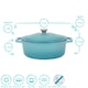 image 8 of Argon Tableware 4.68L Oval Cast Iron Casserole Dish with Self-Basting Lid - 4.95QT Dutch Oven Roasting Dish Pot | Grey | Pebble Gloss | 2