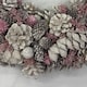 image 8 of Neo Luxury Extra Large Frosted Pinecone Winter Wreath 50cm Home Artificial Christmas Festive Front Door Decoration | Grey | Pink Grey