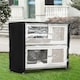image 2 of PawHut Two-Tier Wooden Rabbit Hutch, with Wheels, Trough, Rain Cover, Tray