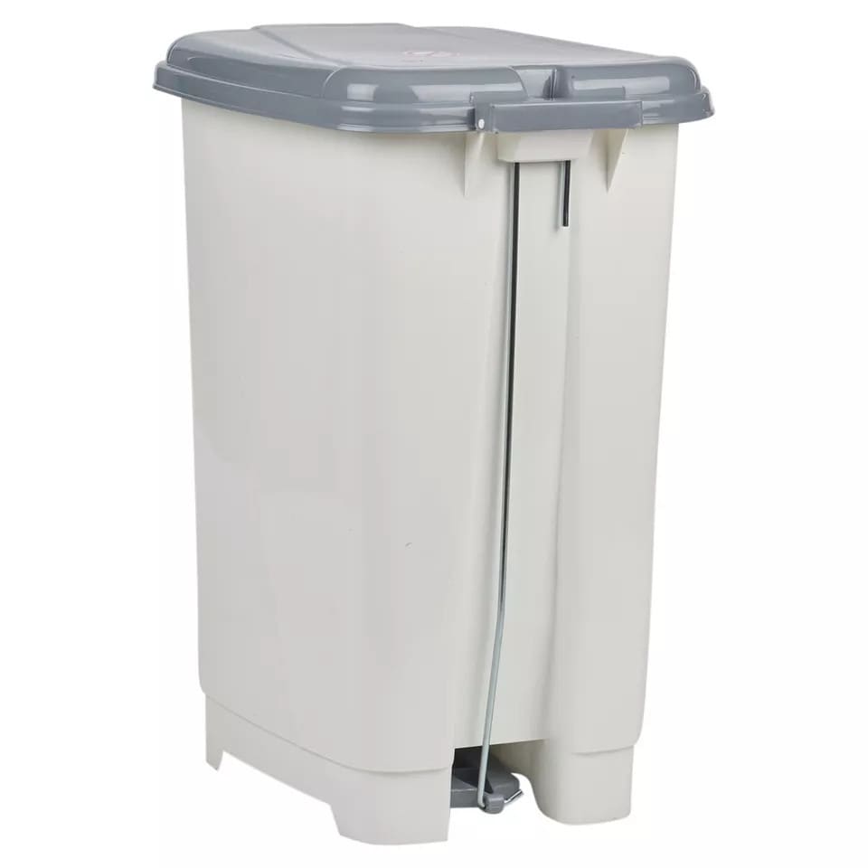 image 1 of 40L Slim Pedal Waste Bin Insert Step On Lid | White | 1
