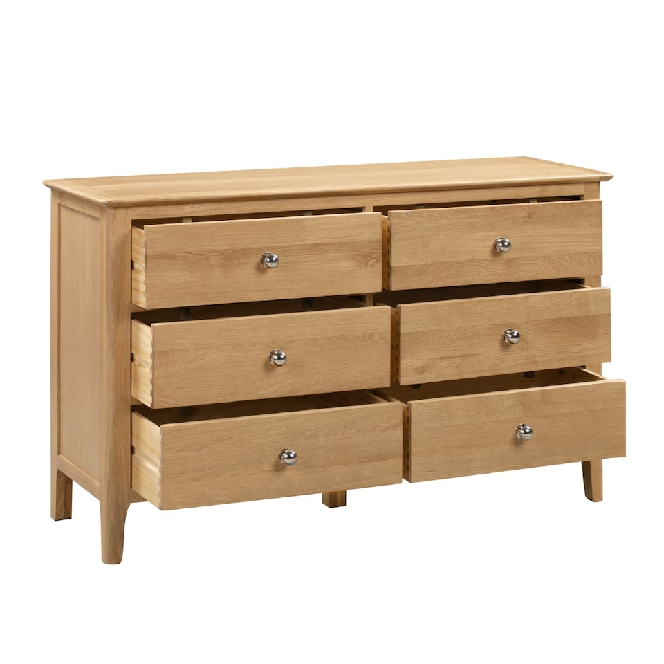 image 1 of Premium Oakmere 6 Drawer Wide Chest - Oak