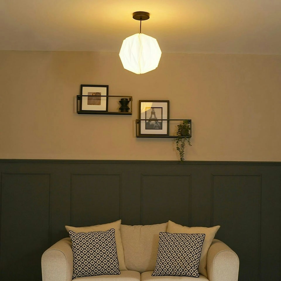 image 1 of ValueLights Astrid Easy Fit White Origami Paper Fold Ceiling Light Shade - Bulb Included