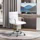 image 2 of Vinsetto Makeup Vanity Chair, PU Leather Mid Back Office Chair with Adjustable Height, Armrest and Rolling Wheels, White