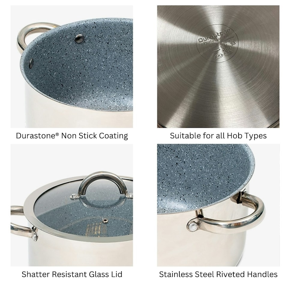 image 1 of Durastone Stainless Steel 5.5L Non-Stick Stock Pot