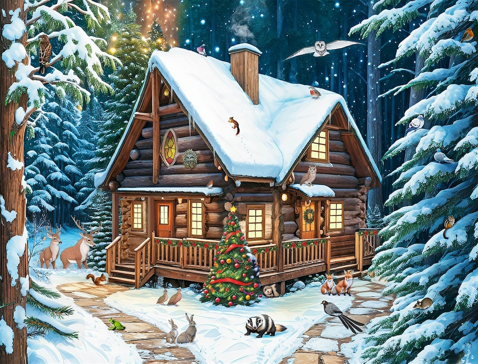 image 1 of Winter Cabin 1000 Piece Jigsaw Puzzle
