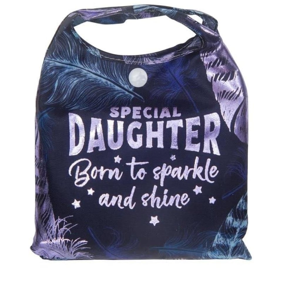 image 1 of History & Heraldry Personalised Sparkle Reusable Foldable Shopper Bag - Daughter Multi