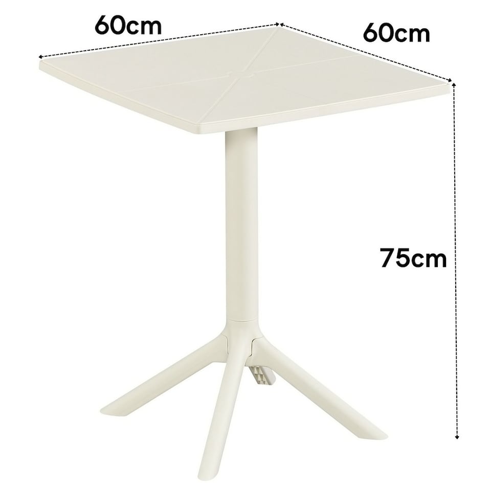 image 1 of Square Bistro Garden Table - Plastic - L60 X W60 X H75 cm - White - Flat Packed