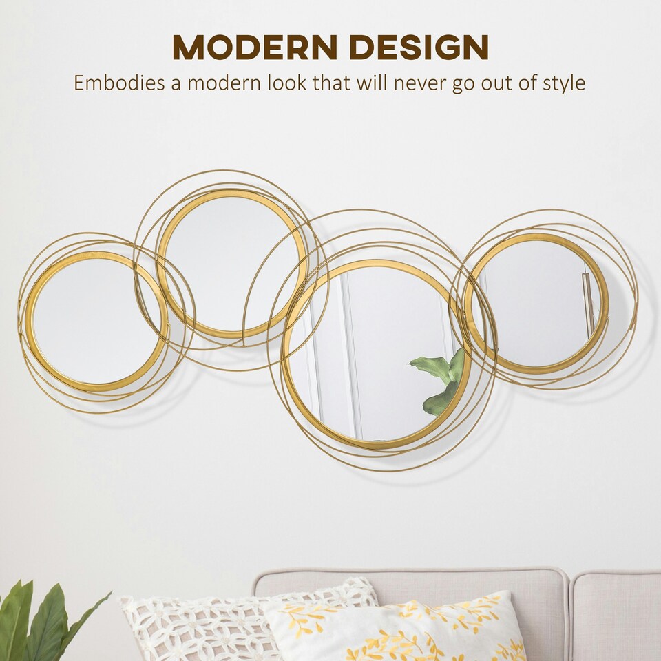 image 1 of HOMCOM Metal Wall Art Decorative Mirror Decor Modern Wall Sculpture 