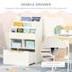 image 6 of HOMCOM Kids Bookcase, Toy Box w Storage Drawer, Wheels for Bedroom | White