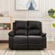 image 2 of Faux Leather 2 Seat Reclining Sofa In Black