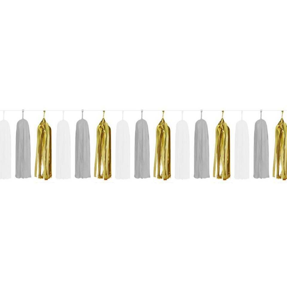 image 1 of Paper Tassels (15pcs) - Black & Gold