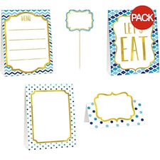 Amscan Chevron Buffet Decorations Set (Pack of 12) - Blue/White/Gold - One Size