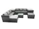image 1 of Fimous Outdoor Rattan Garden Furniture Set 8 Seater Patio Lounge Sofa Set with Square Coffee Table 2 Side Tables 2 Big Footstools Dark Grey Mixed