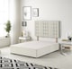 image 1 of Astoria Divan Bed Base with 30 Inch Diamonte Button Headboard Plush Velvet | Cream | Ivory | Single