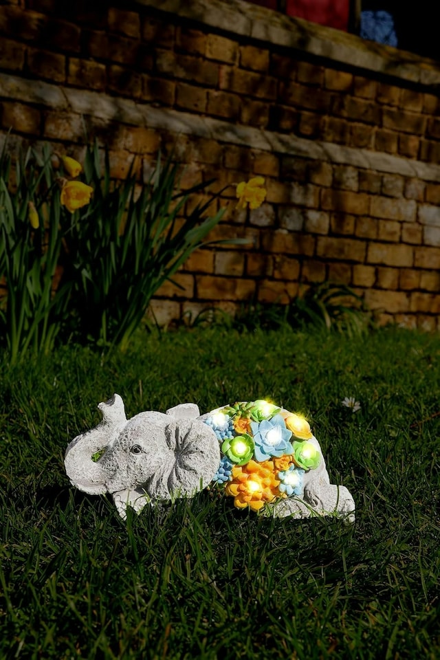image 1 of Pack of 6 Solar Elephant Garden Ornament | Grey | One Size