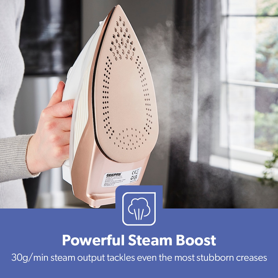 image 1 of GEEPAS 2 in 1 Dry & Wet Steam Iron 2200W, White