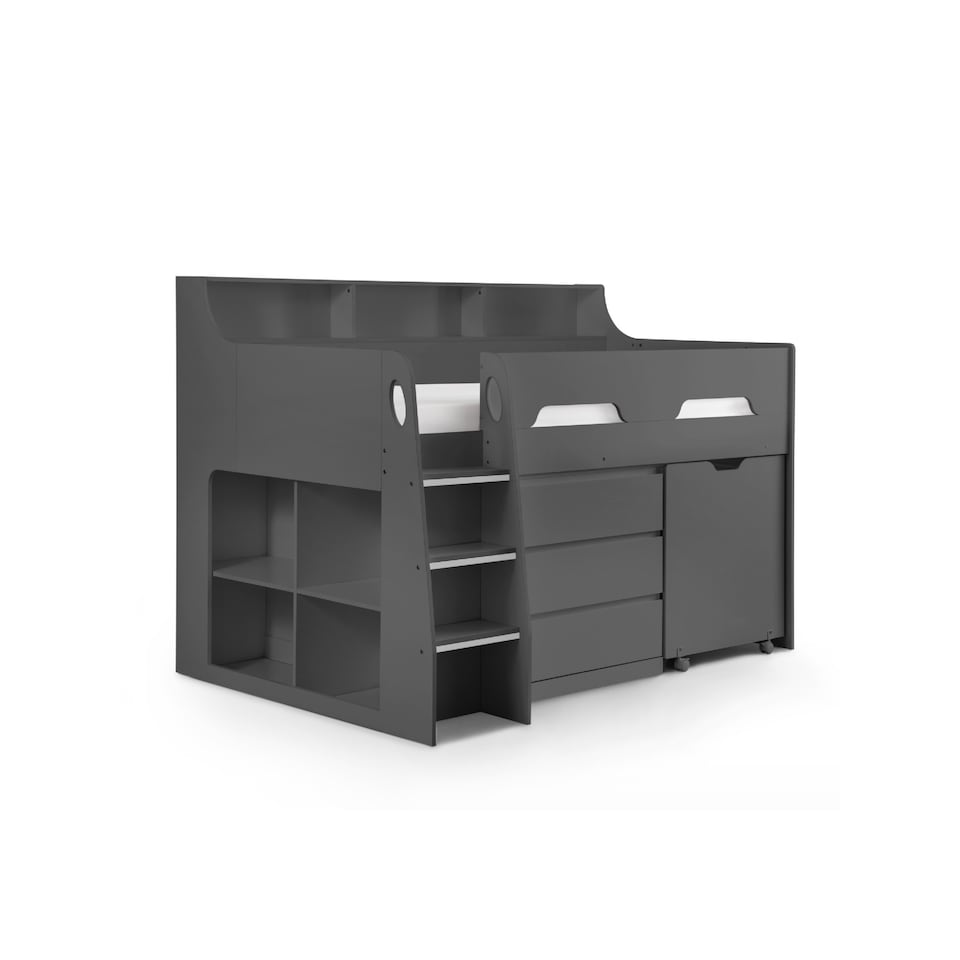 image 1 of Jupiter Mid Sleeper with Pull-Out Desk and Storage - Anthracite, Single