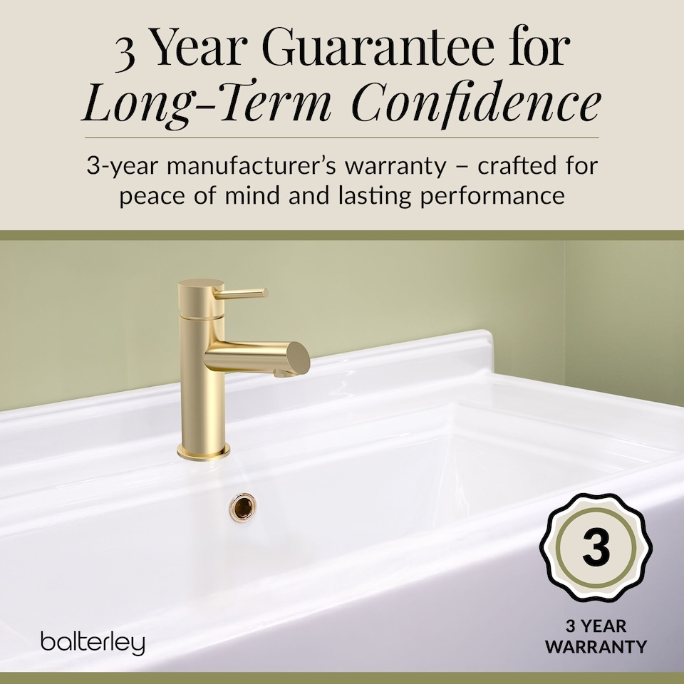 image 1 of Balterley Nova Modern Bathroom Mono Basin Mixer with Coordinating Push Button Waste | Copper | Brushed Brass | 1