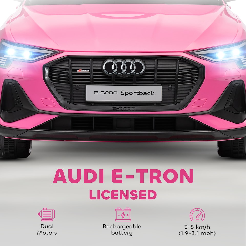 image 1 of HOMCOM Audi E-tron Licensed 12V Kids Electric Ride on, Electric Car for Kids, with Parental Remote, Music Lights MP3, Suspension Wheels, for 3-5 Years, Pink | Pink
