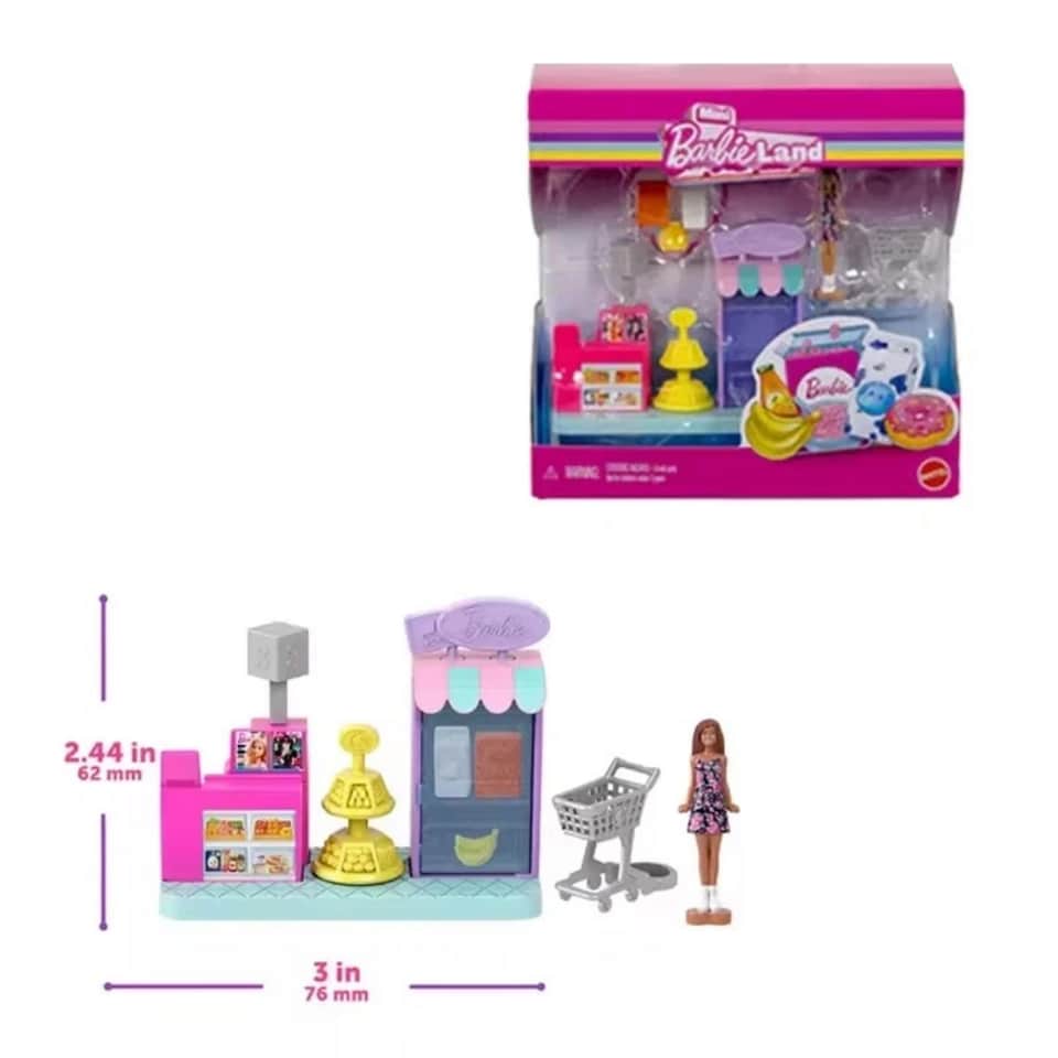image 1 of Barbie Mini Land Doll Playset Grocery Store