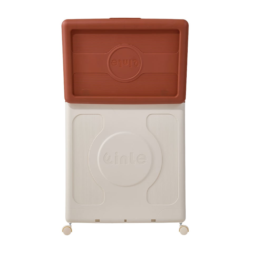 image 1 of Living and Home 160L Foldable Clothes Storage Box Container with Wheels, Brown | Brown