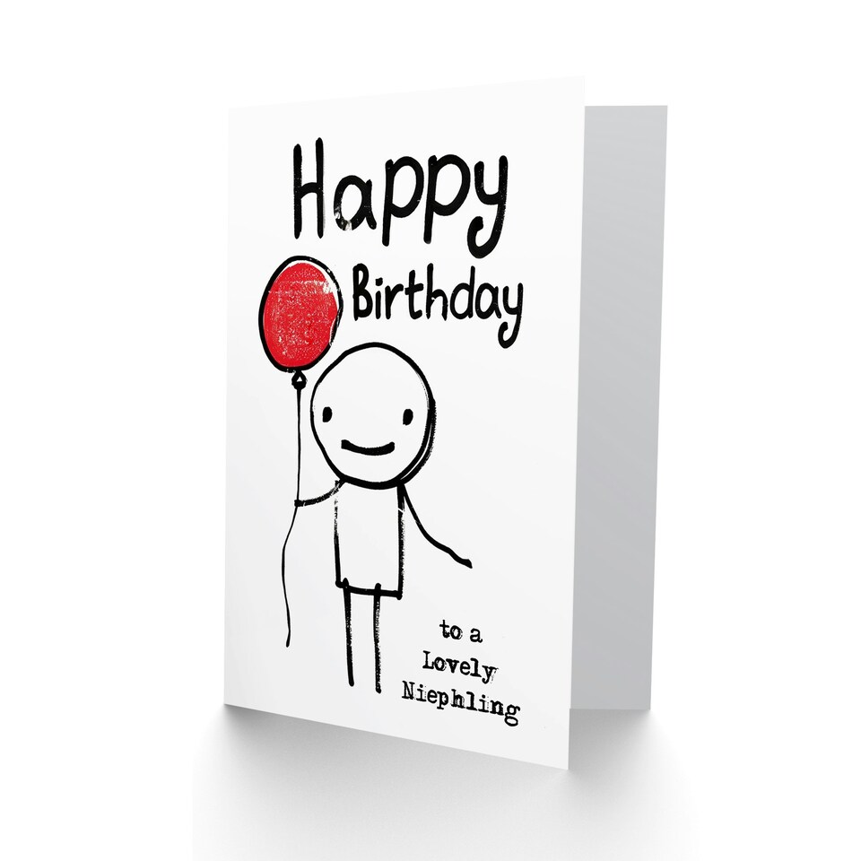 image 1 of Lovely Niephling Stick Figure Red Balloon Birthday Card