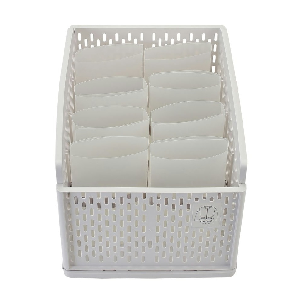image 1 of Living and Home Plastic Stackable Clothes Storage Basket Organizer | White