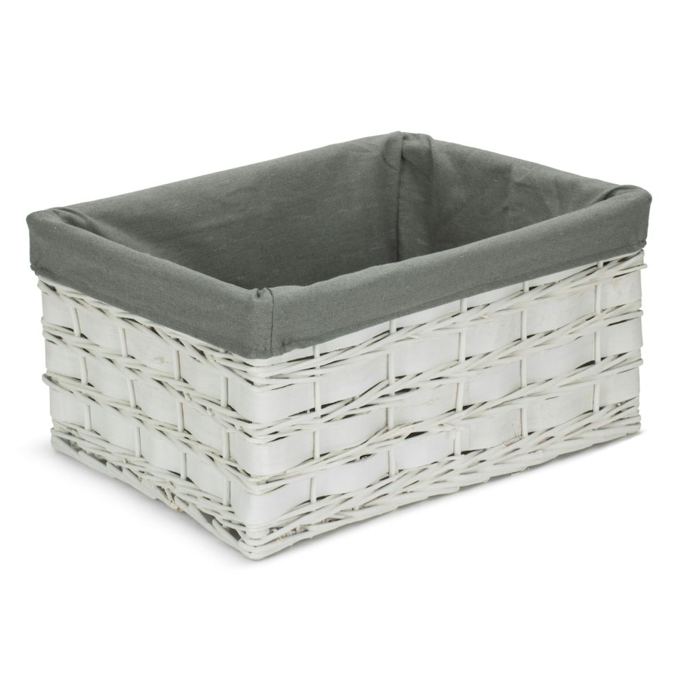 image 1 of White Grey LinedScandi Storage Basket with Grey Lining Grey | Grey | XL