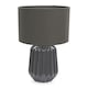 image 3 of ValueLights Zak Charcoal Grey Pleated Textured Ceramic Table Lamp with matching Fabric Lamp Shade