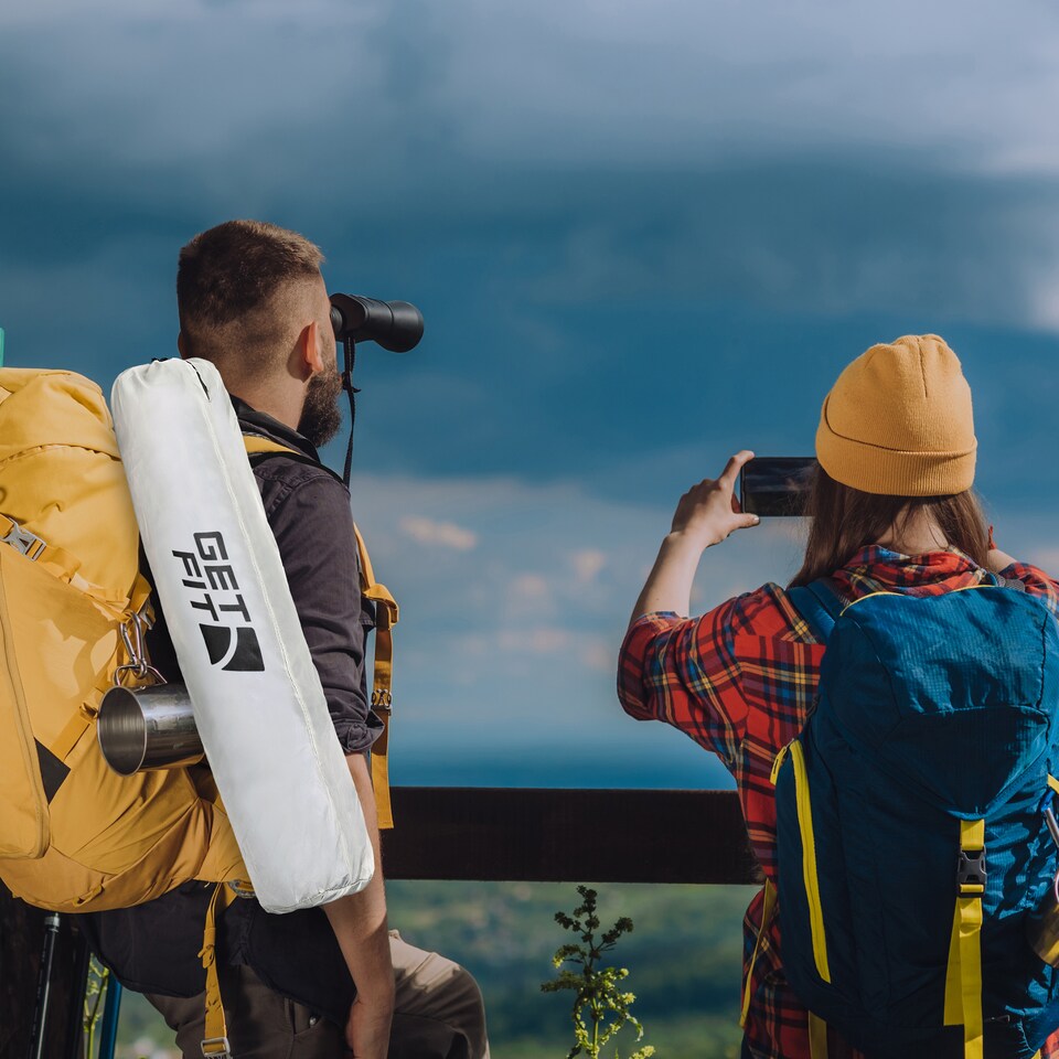 image 1 of Get Fit Moon Camping Chair - Portable Outdoor Premium Folding Chair With Magazine Pocket, Cup Holder & Carry Bag - Capacity 130Kg - 2 Pack | Grey | 2
