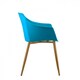 image 3 of Set of 2 Eden Modern Dining Chairs, Faux Leather Padded Cushion & Solid Wooden Legs Blue