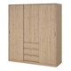 image 3 of Naia Wardrobe with 2 Sliding Doors 1 Door 3 Drawers in Jackson Hickory Oak