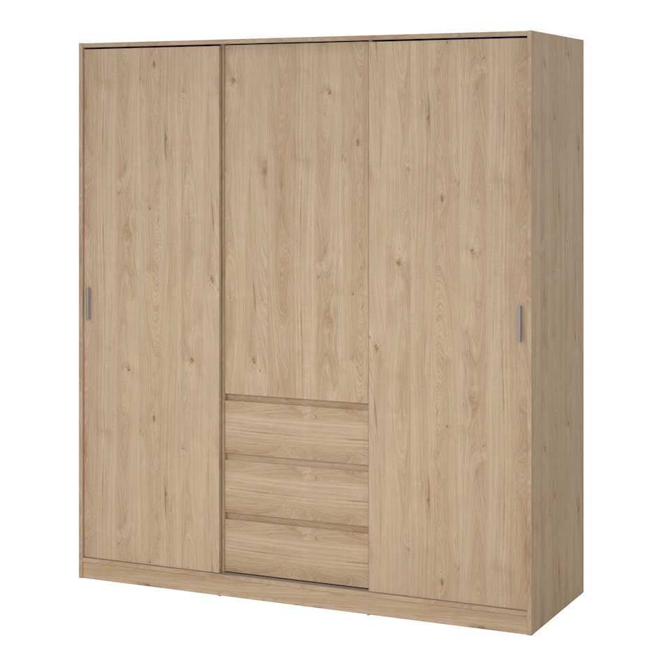 image 1 of Naia Wardrobe with 2 Sliding Doors 1 Door 3 Drawers in Jackson Hickory Oak