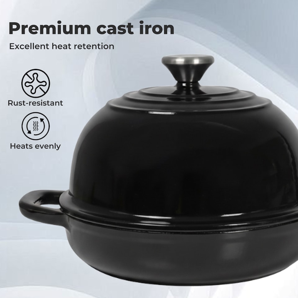image 1 of Toque Cast Iron Enamelled Dutch Oven Bread Baking Pot Casserole Dish Round