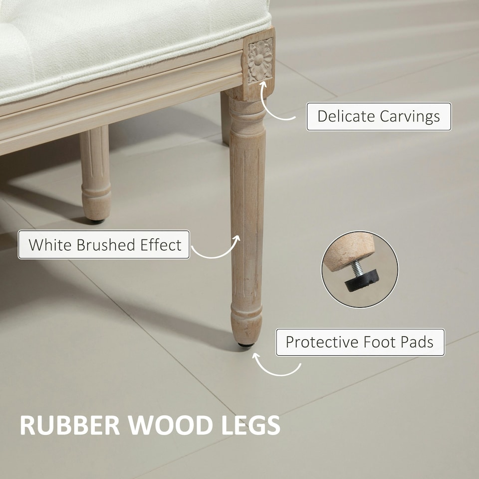 image 1 of HOMCOM End of Bed Bench, Upholstered Bedroom Bench, Cream White