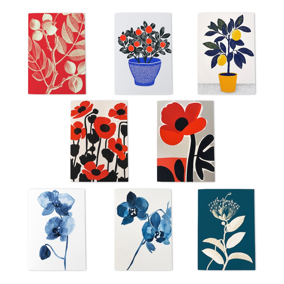 image 1 of Floral Greeting Art Cards Classic Garden Flower Artwork Set