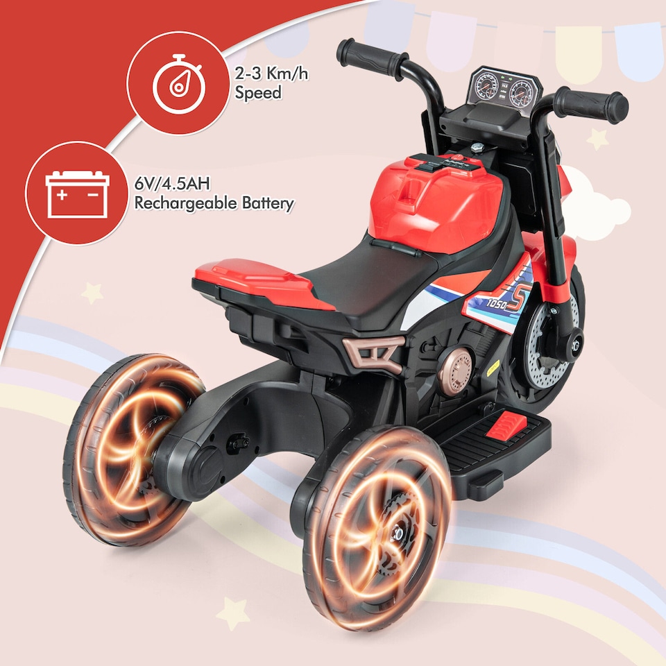 image 1 of COSTWAY Kids Ride-on Motorcycle 6V Battery Powered Red