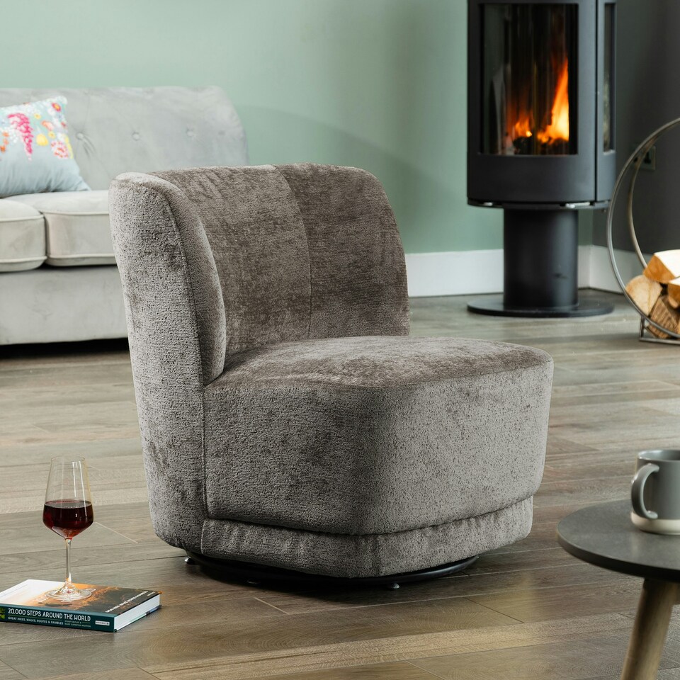 image 1 of Camarillo Swivel Base Fabric Accent Chair - Dark Grey