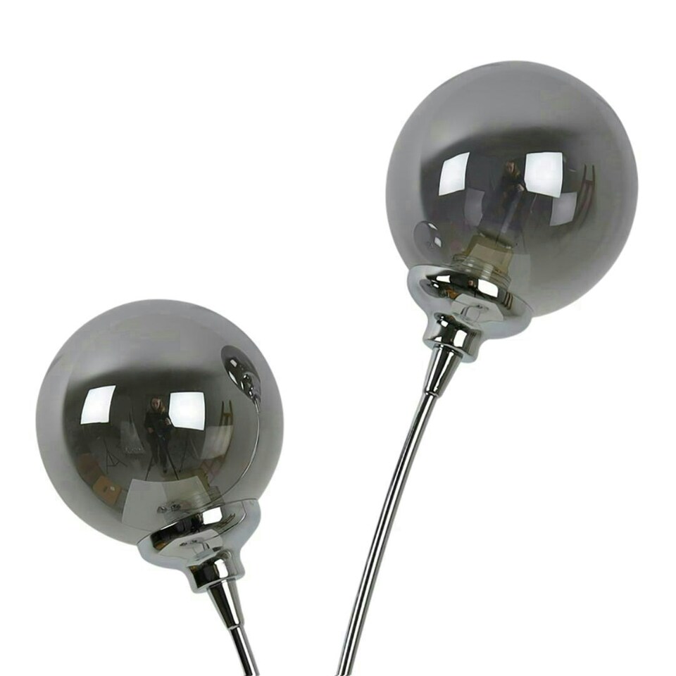 image 1 of Bungo 2 Light Polished Chrome & Smoked Glass Table Lamp