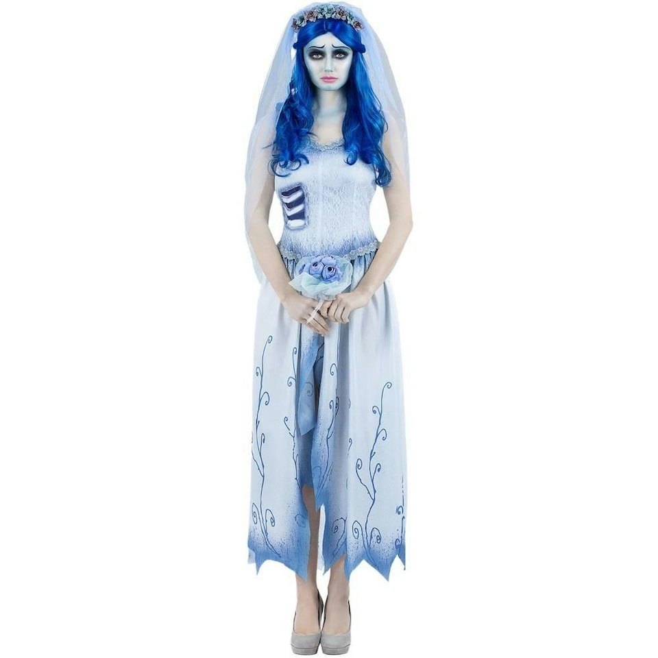 image 1 of Corpse Bride Womens/Ladies Emily Costume Set - White/Blue - L L