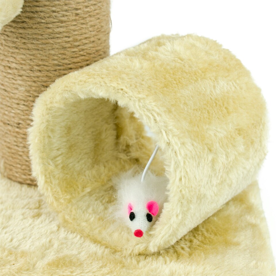 image 1 of KCT Beige Kitten Scratching Post with Tunnel