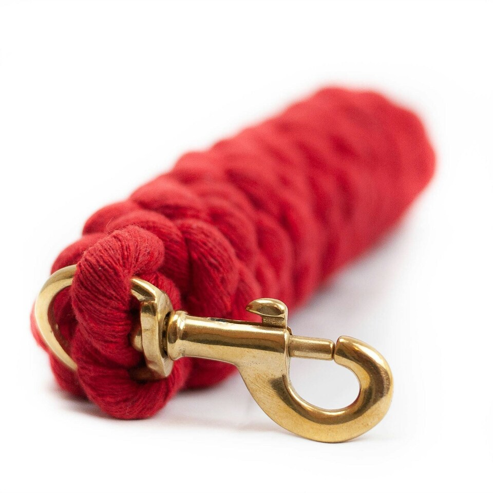image 1 of Gallop Equestrian Premium Headcollar Lead Rope With Solid Brass Trigger Clip Black | Size: One Size
Colour: Red