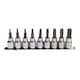 image 1 of 9pc 3/8"Dr Star Torx Bit Sockets Socket on Rail T10 - T55 Shallow Male