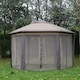 image 2 of Outsunny 3x4m Hexagon Gazebo w/ Mesh Curtains Outdoor Garden, Khaki