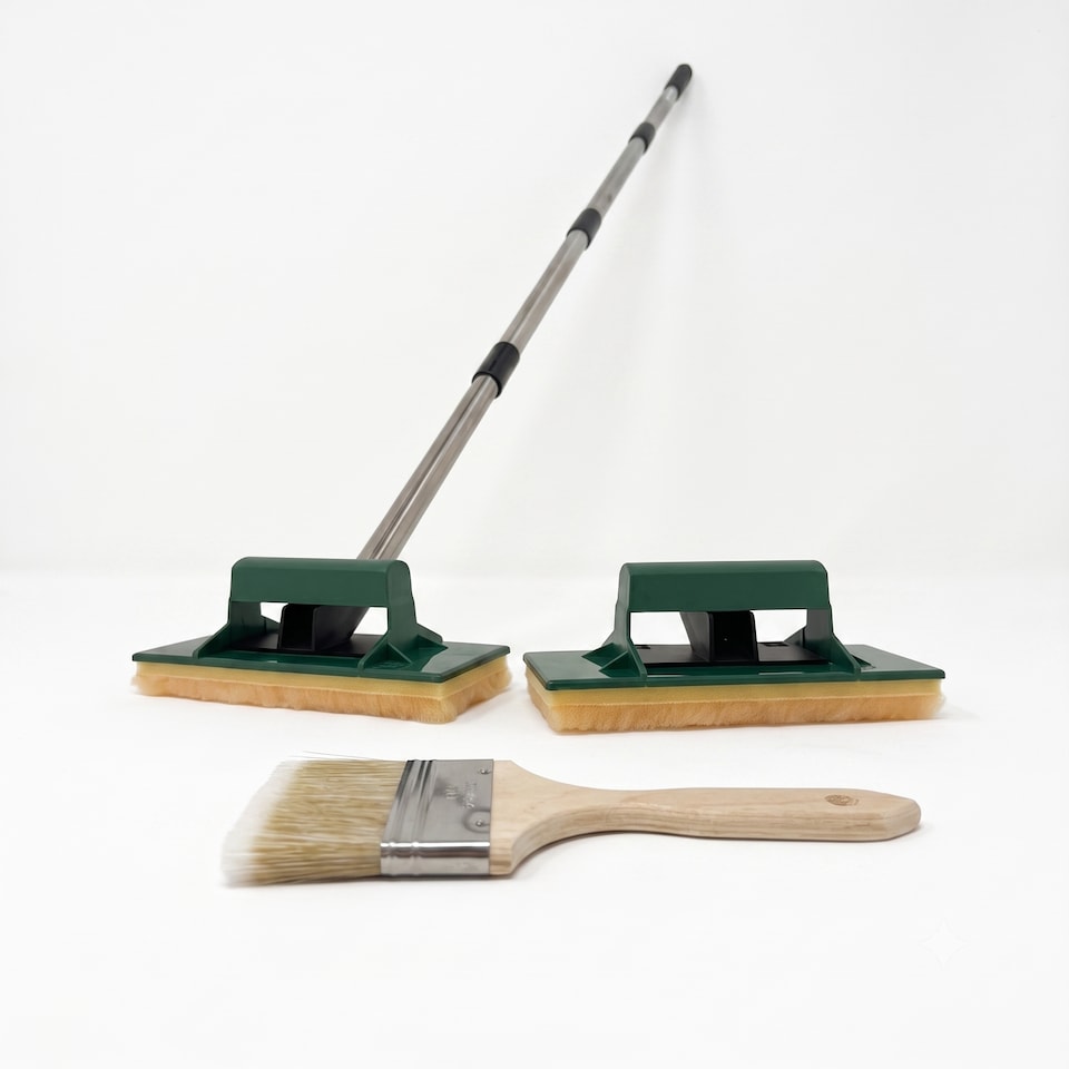 image 1 of Complete Decking Applicator Kit Telescopic Sponge Brushes and 100mm Edge Brush