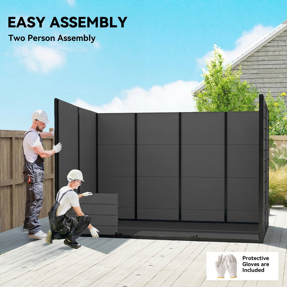 image 1 of Outsunny 10 x 6 ft Plastic Garden Shed with Floor, Lockable Doors, Dark Grey | Grey | Dark Grey